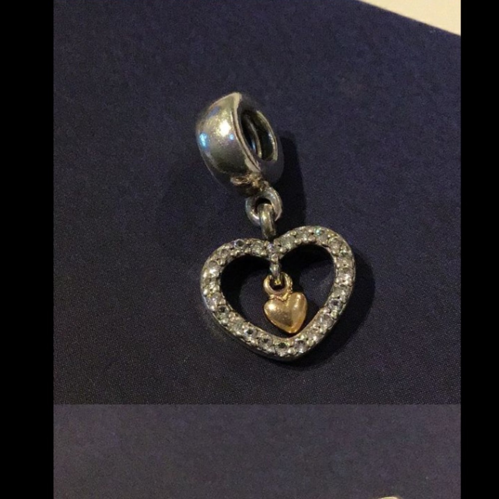 PANDORA Two Tone Dangle Heart - Forever in my Heart